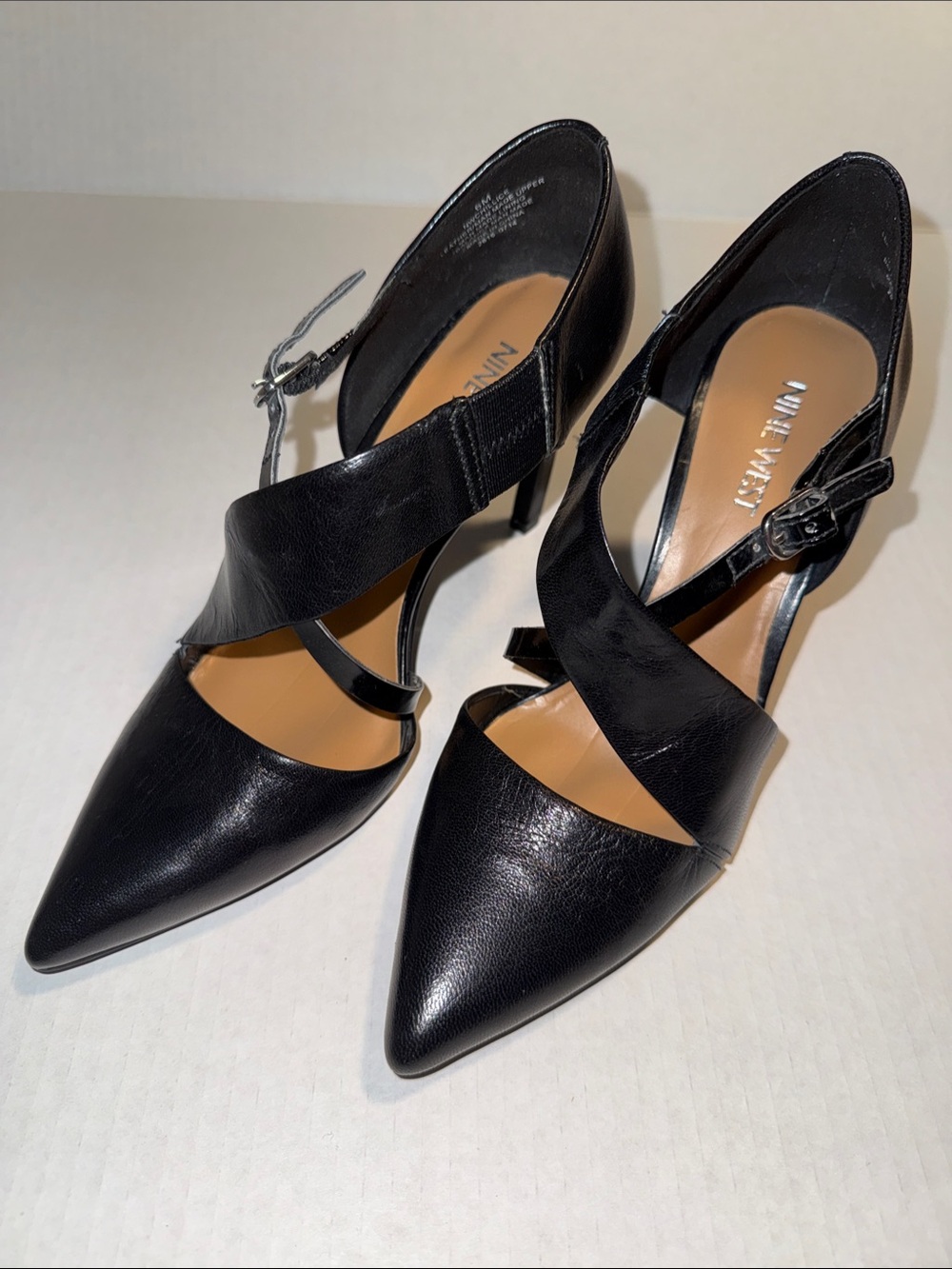 Nine West Black Pointed Crisscross Ankle-Strap Pumps